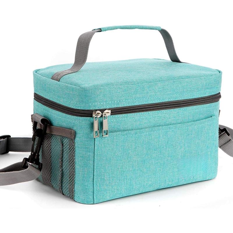 Lunch Bag for Men Women, Insulated Reusable Lunch Box Leakproof Cooler Tote Bag Freezable with Adjustable  Strap for Office Work Picnic Beach(Cyan)