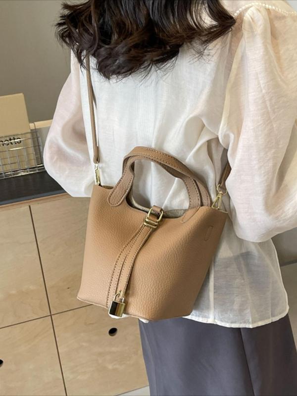 Women's Fashionable Solid Color Bucket Bag, Casual Versatile Handbag with Adjustable Strap, Trendy All-match Crossbody Bag for Daily Use