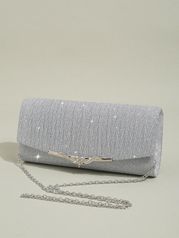 Elegant Glitter Evening Bag for Women, Fashionable Clutch Purse with Detachable Chain for Party, Casual Trendy Versatile High-quality Daily Commuting Bag