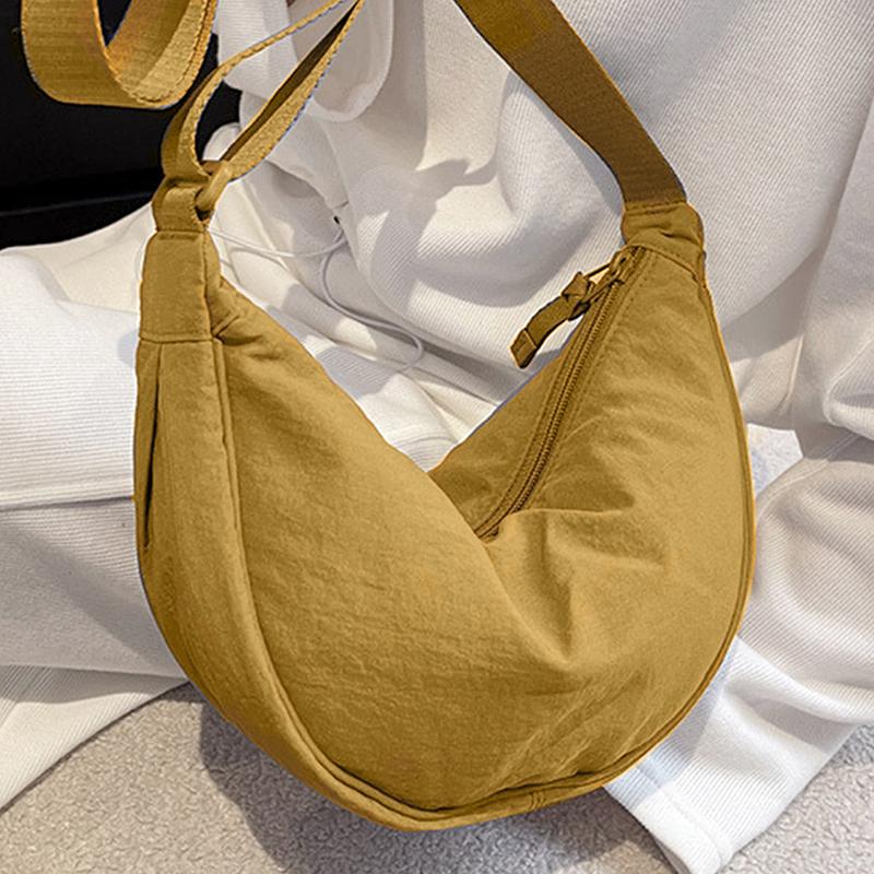 Unisex Solid Color Shoulder Bag Minimalist Casual Crossbody Bag Convenient Crescent Satchel Bag