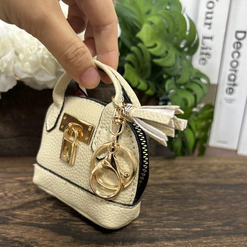 FASHION C   Mini Bag Charim Keychain For Tote Bag,Coin Purse Pu Leather Key Chain Small Change Purse For Women Pouch Mini Makeup Bag Cute Zipper Coin Purse Small Wallets  Ideal For Lip Balm, Cards, And Headphones