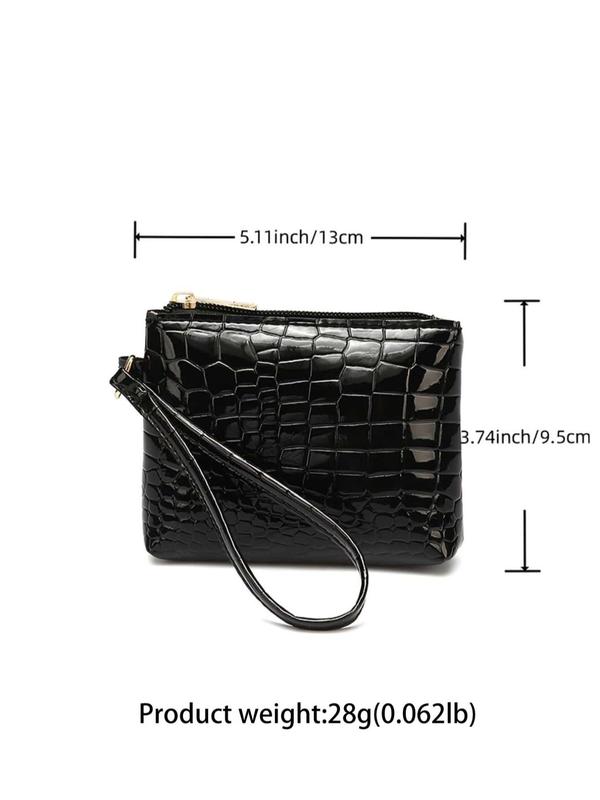 Women's Crocodile Embossed Zipper Short Wallet, Casual PU Leather Coin Purse For Daily Used, Multiple Slots Card Holder