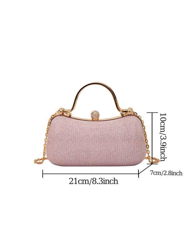 Women's Elegant Glitter Evening Bag,  Trendy Exquisite Chain Strap Rhinestone Decorated Clutch Bag, Fashionable Bag for Party Decoration