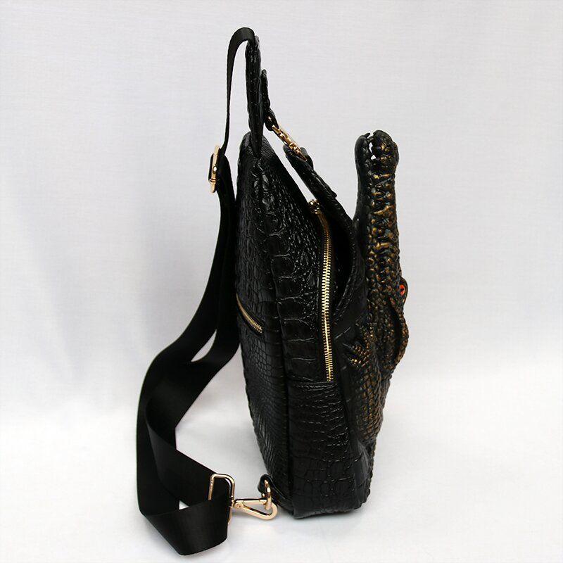 Crocodile Sponge Leather Chest Bag Unisex Crossbody Bag 2024 Bags Casual Trend