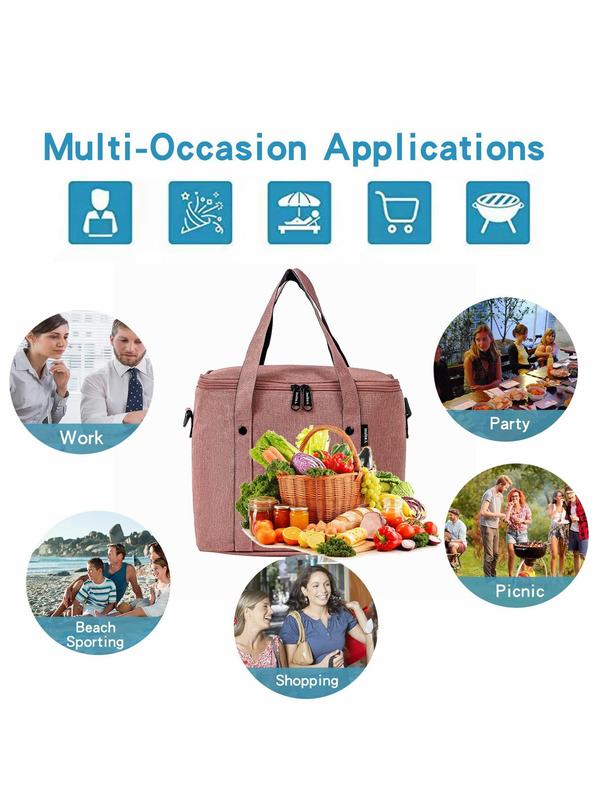 Reusable Waterproof Leakproof Lunch Bag, Large Capacity Insulated Lunch Bag with Inner Mesh Pocket, Portable Lunch Box Bag for Work Office Picnic Beach Travel