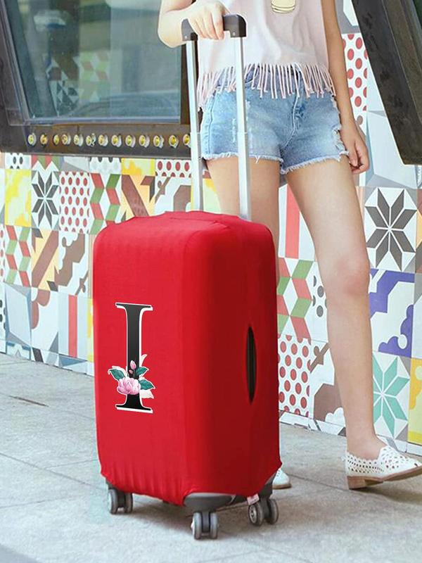 Fashion Letter & Floral Pattern Luggage Cover, Elastic Baggage Cover, Travel Accessories, Dust Trolley Case Protective Case for 29-32 Inch Suitcase