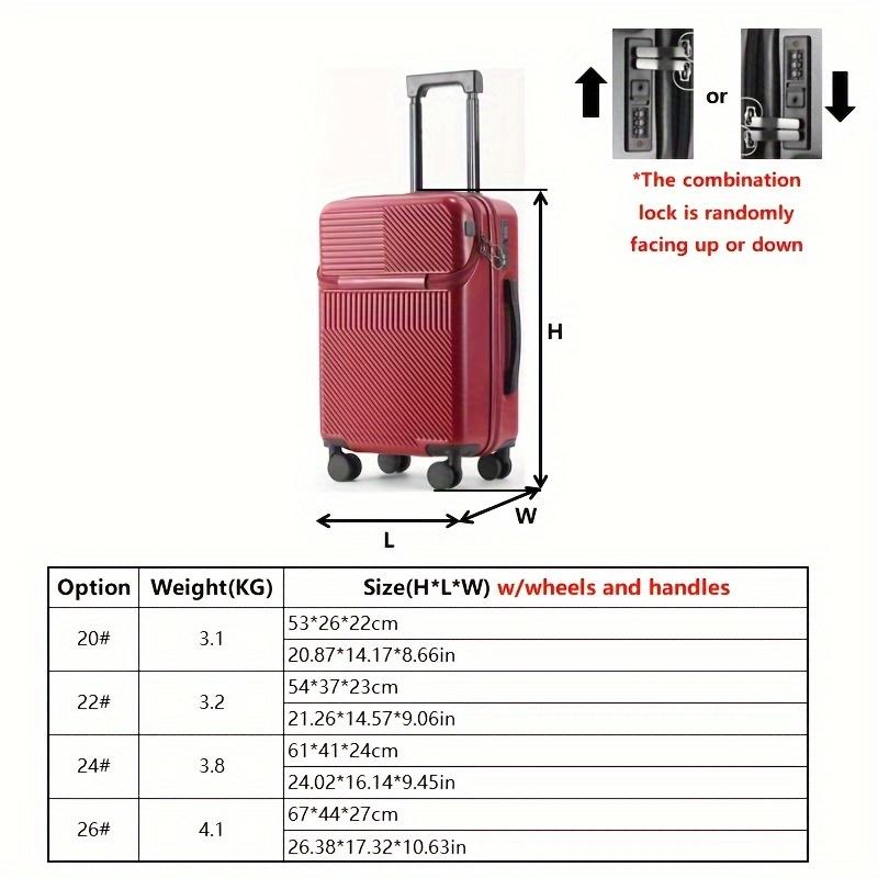 1pc Unisex Travel Suitcase - 20 22 24 26 Inch Functional Boarding Case with Password Lock for Daily Use