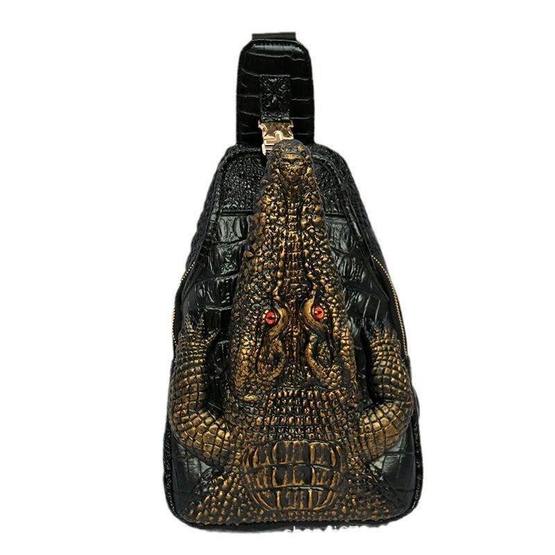 Crocodile Sponge Leather Chest Bag Unisex Crossbody Bag 2024 Bags Casual Trend