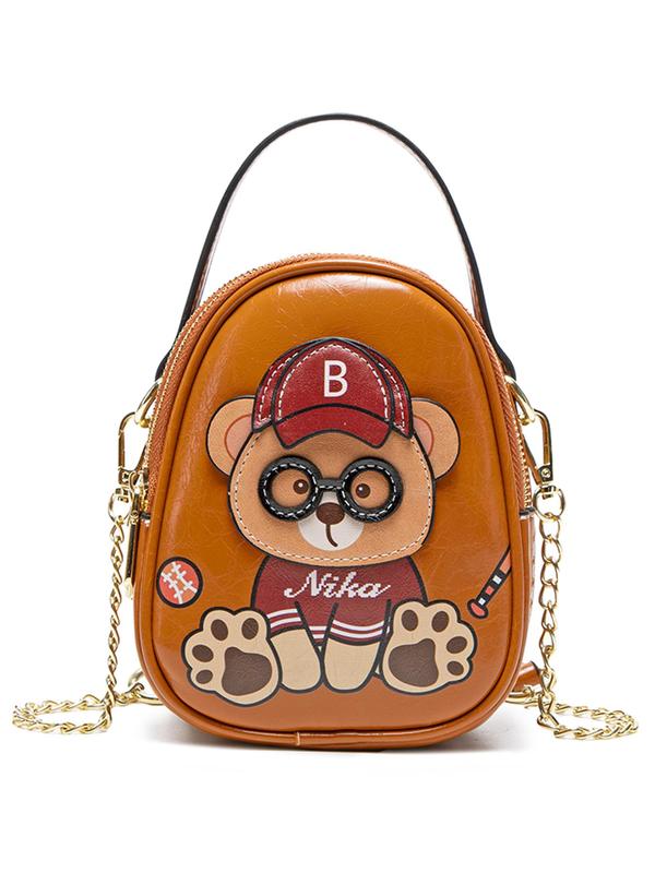 Women's Cute Cartoon Bear Design Clutch Bag, Fashionable Patched Design PU Leather Clutch Bag for Daily Used, Casual Trendy Versatile High-quality Daily Commuting Bag