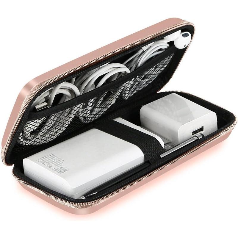 Shockproof Carrying Charger Case Hard ProtectiveOrganizer Travel Essentials for Women,Size 6.5''x3.2''x1'',Rose Gold