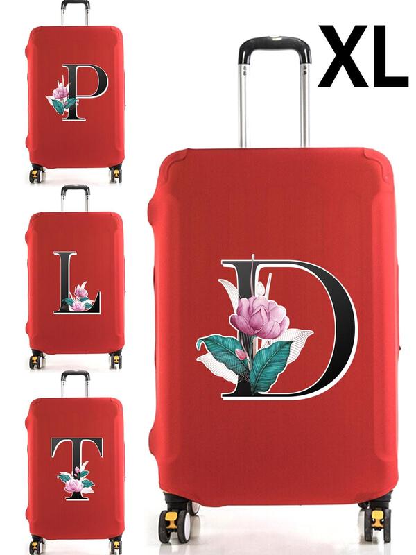 Fashion Letter & Floral Pattern Luggage Cover, Elastic Baggage Cover, Travel Accessories, Dust Trolley Case Protective Case for 29-32 Inch Suitcase