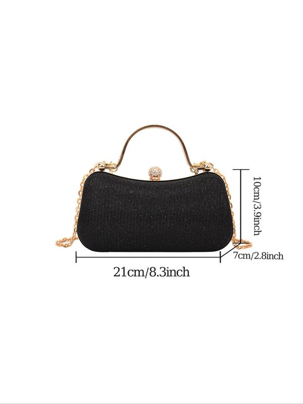 Women's Elegant Glitter Evening Bag,  Trendy Exquisite Chain Strap Rhinestone Decorated Clutch Bag, Fashionable Bag for Party Decoration