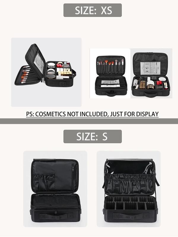 Portable Makeup Bag, Multi-grid Cosmetic Storage Bag, Zipper Makeup Organizer Pouch, Versatile Professional Makeup Storage Bag for Work Office & Travel & Daily Used