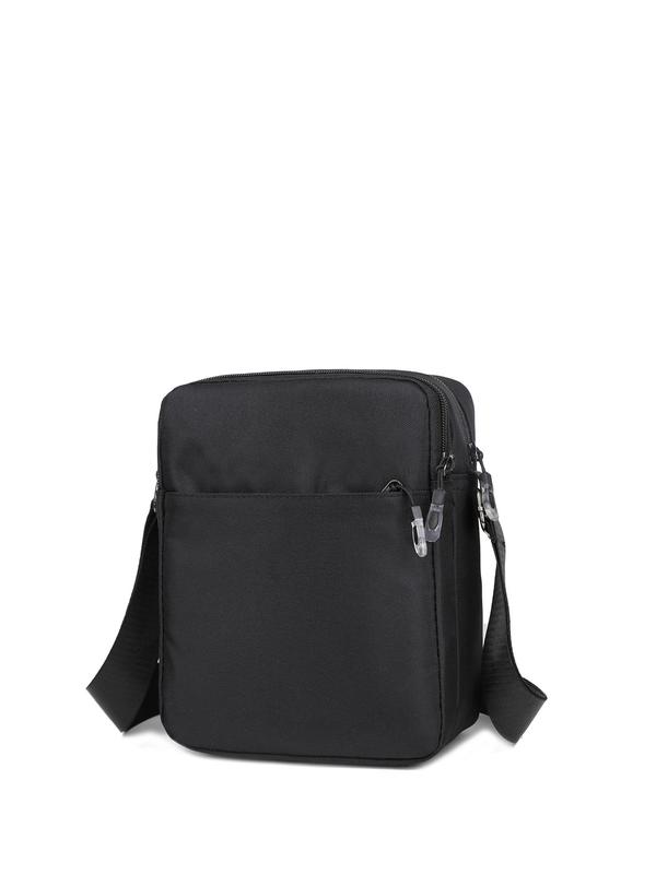 Men's Casual Plain Nylon Crossbody Bag, Simple Design Zipper Shoulder Bag, Fashionable Crossbody Bag for Daily Use