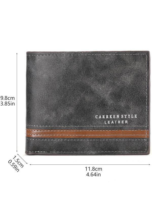 Men's Vintage Style Letter Design Short Wallet, Casual Multi Card Slot Card Holder, Multi-functional Wallet for Men