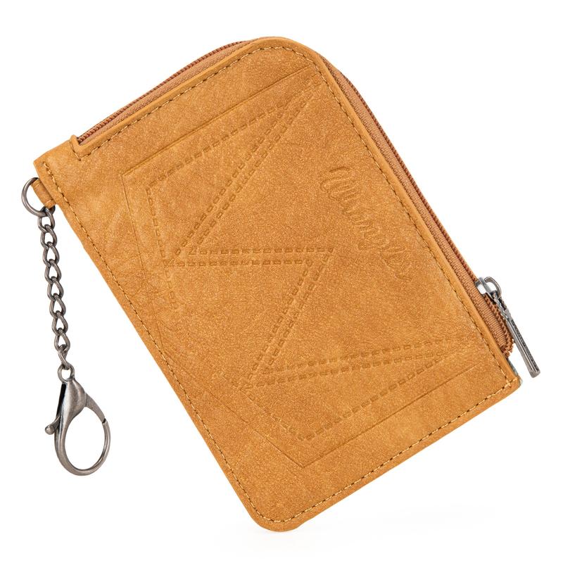 Wrangler Compact Genuine Hair-On Cowhide Mini Zip Card Case with 3 Credit Card Slots and Key Ring