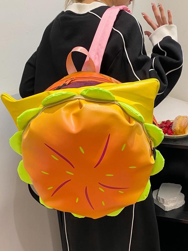 Women's 2024 Summer Fashionable Novelty Hamburger Design Cool Backpacks, Large Volume Backpack with Adjustable Strap Back To School School Bags