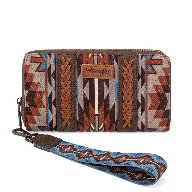 Wrangler Daily Use Zipper-enclosed Wallet Wristlet Clutch with Multi Slots for Credit Cards