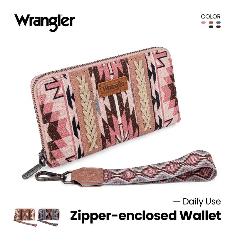 Wrangler Daily Use Zipper-enclosed Wallet Wristlet Clutch with Multi Slots for Credit Cards