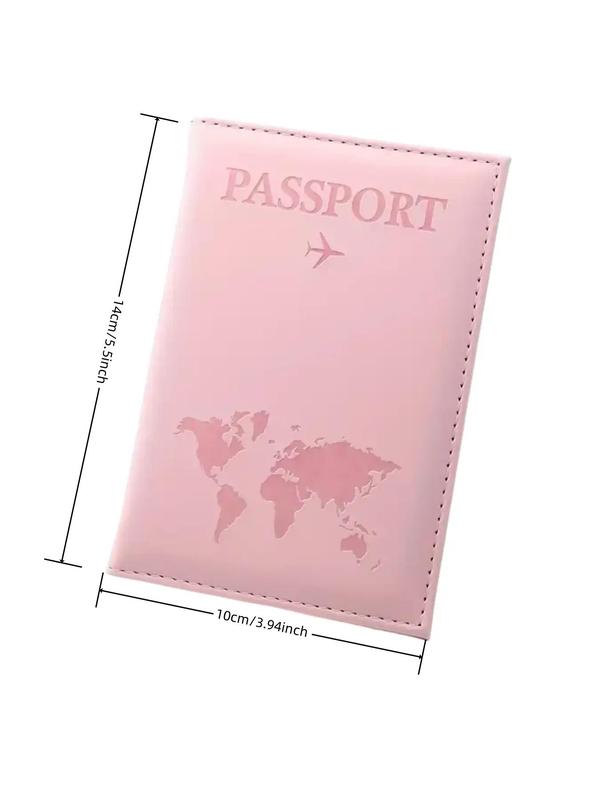 Creative Letter & Map Pattern Passport Case, Simple Plain Pu Leather Travel Document Bag, Simple Couple Protective Case