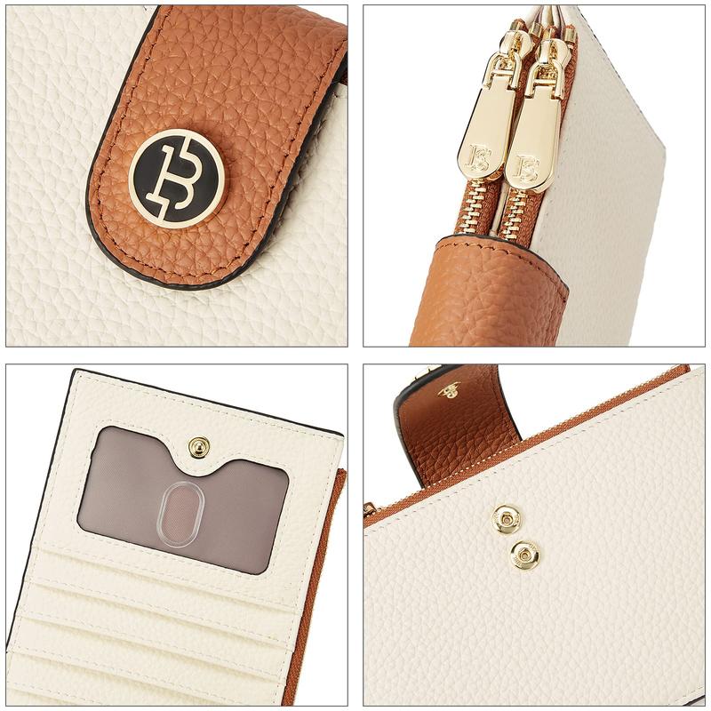 BOSTANTEN | Leather Wallets for Women | RFID Blocking Slim Bofild Purse Card Holder with Zipper Pocket