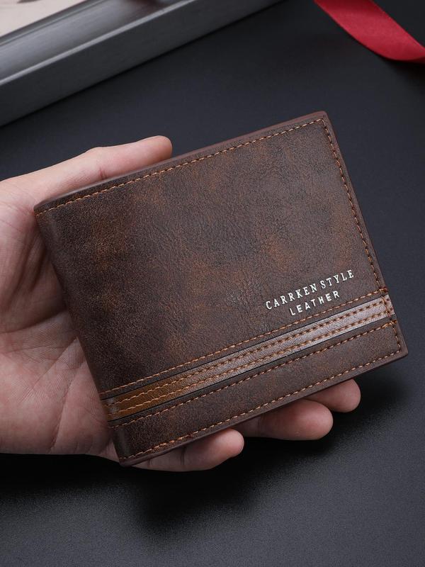 Men's Vintage Style Letter Design Short Wallet, Casual Multi Card Slot Card Holder, Multi-functional Wallet for Men