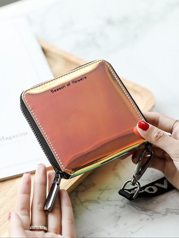 Women's Fashionable Laser Square Zipper Coin Purse, Casual Versatile Card Holder, Simple All-match Purse for Daily Used