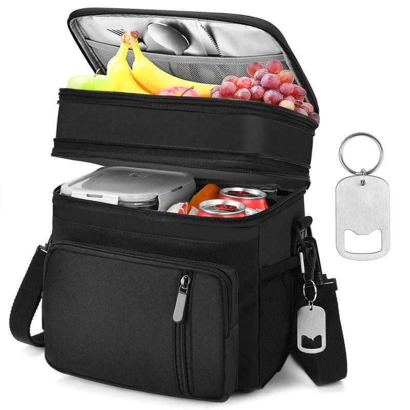 Spring  lunchbag LOKASS Lunch Box for Mother's Day, 16L, Double Deck Expandable Insulated Lunch box For Adults Women Thermal Large Waterproof Leakproof Cooler Bag with Shoulder Strap - Grey