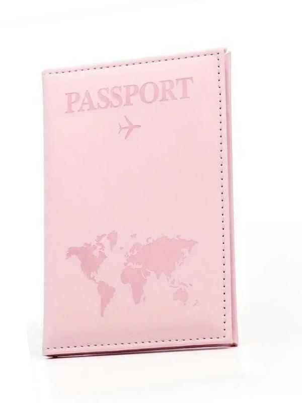 Creative Letter & Map Pattern Passport Case, Simple Plain Pu Leather Travel Document Bag, Simple Couple Protective Case