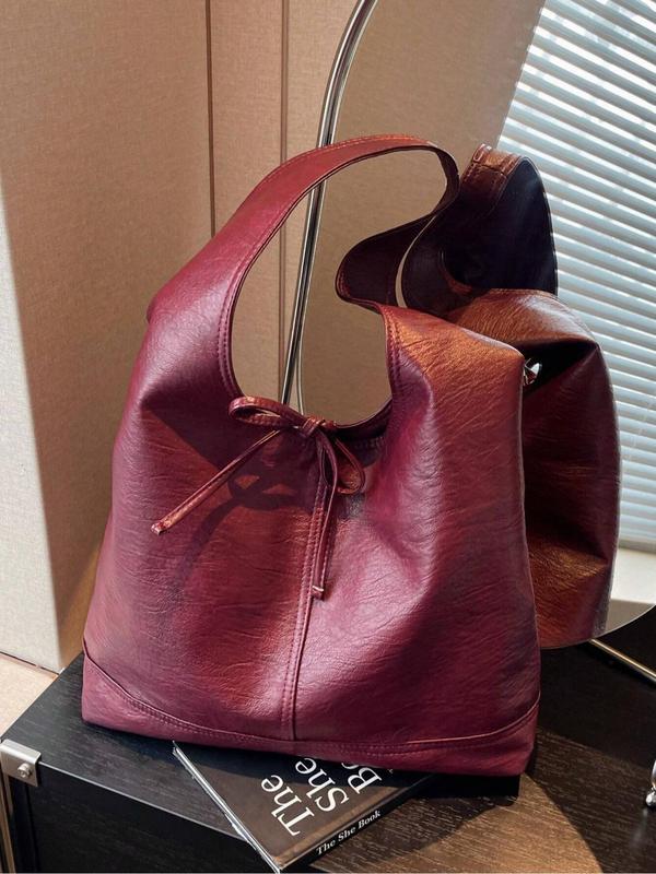 Women's Solid Color Shoulder Bag, Fashionable Large Capacity Tote Bag for Daily Used, Casual Trendy Versatile High-quality Daily Commuting Bag, Girl Fashionable Shopping Bag