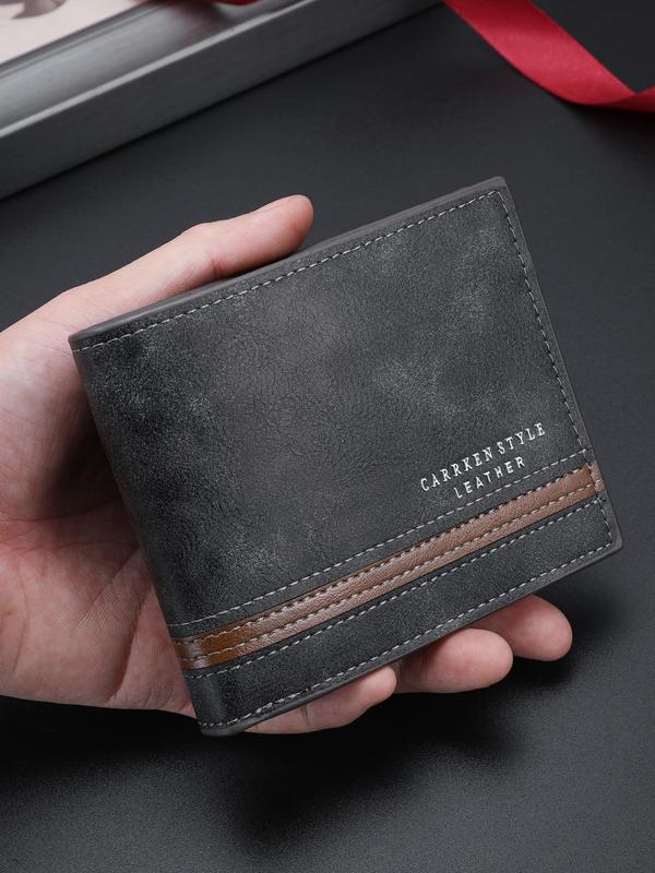 Men's Vintage Style Letter Design Short Wallet, Casual Multi Card Slot Card Holder, Multi-functional Wallet for Men