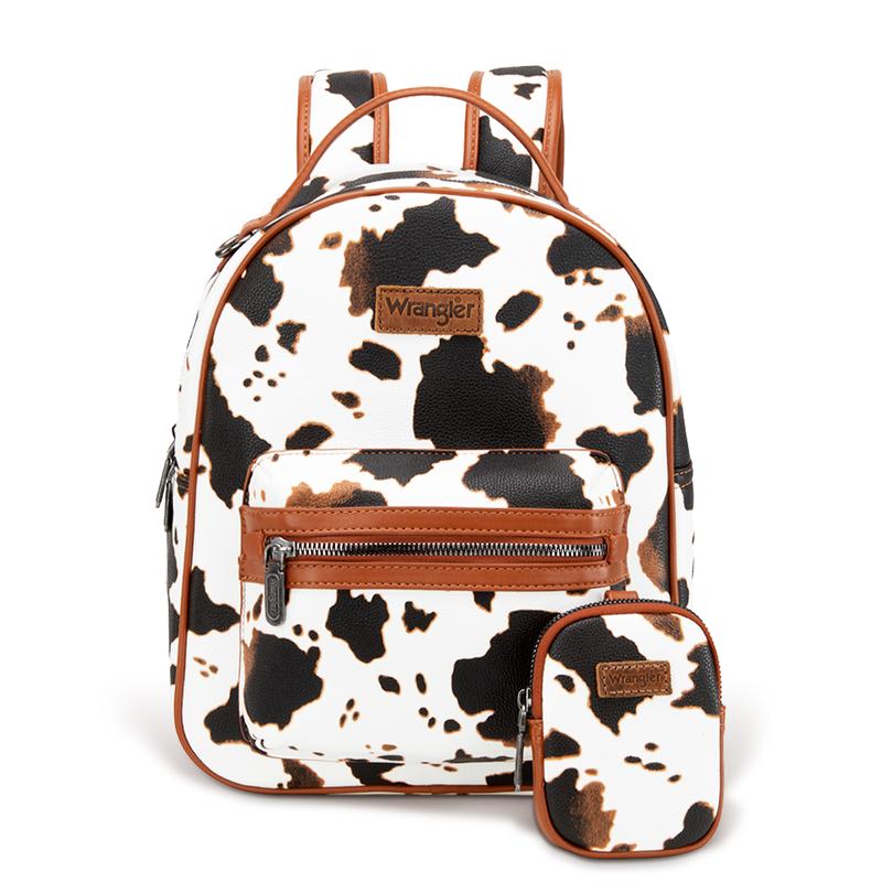 Wrangler [MegaLive] 2024 Fall New Style Moo Moo Cow Print Backpack for Women with Change Purse