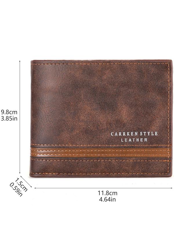 Men's Vintage Style Letter Design Short Wallet, Casual Multi Card Slot Card Holder, Multi-functional Wallet for Men