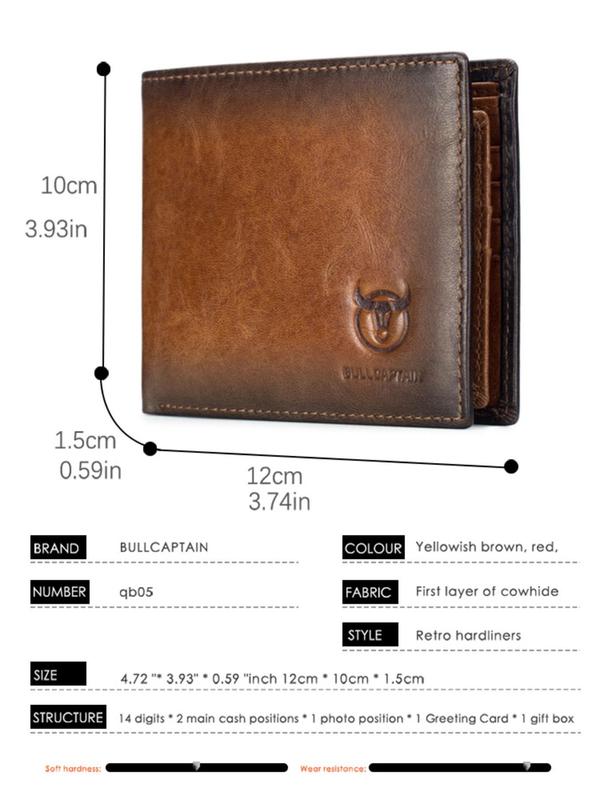 Men's Business Fashion Colorblock Leather RFID Blocking Short Wallet, Casual Trendy Cowhide Bifold Wallet for Work & Daily Use, Perfect for Men for Birthday Gift