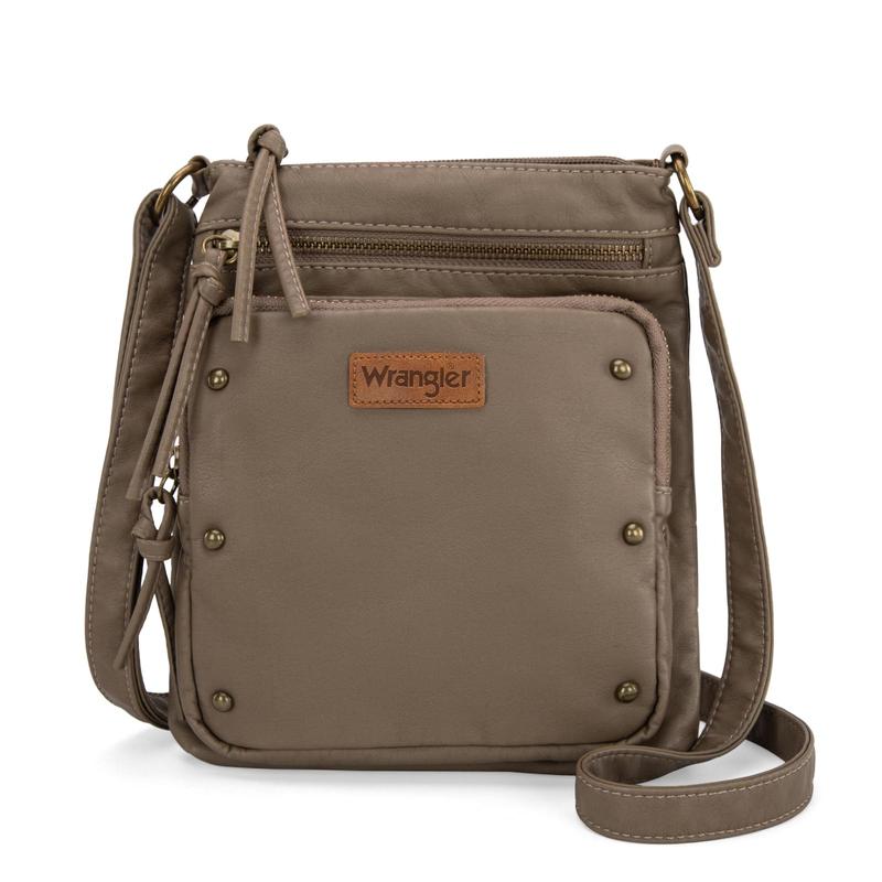 Wrangler Crossbody Bag for Women Soft Leather Multi Pocket Shoulder Bags Vintage Women's Purses and Handbags Gift Brown WG165-1114BR