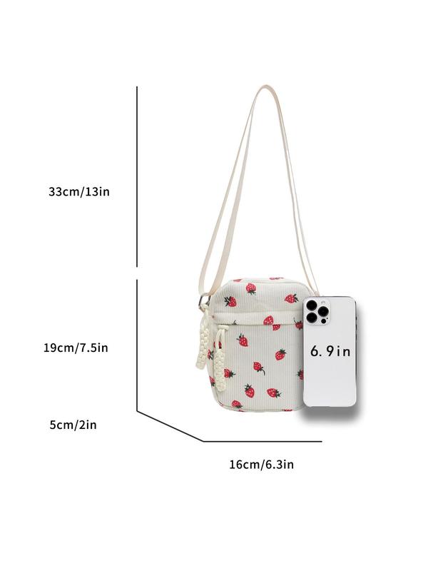 Women's Cute Strawberry Pattern Crossbody Bag, Fashionable Phone Wallet Bag for Daily Used, Casual Trendy Versatile High-quality Daily Commuting Bag