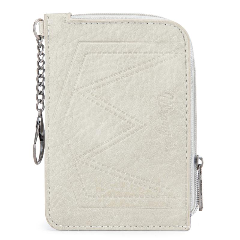 Wrangler Compact Genuine Hair-On Cowhide Mini Zip Card Case with 3 Credit Card Slots and Key Ring