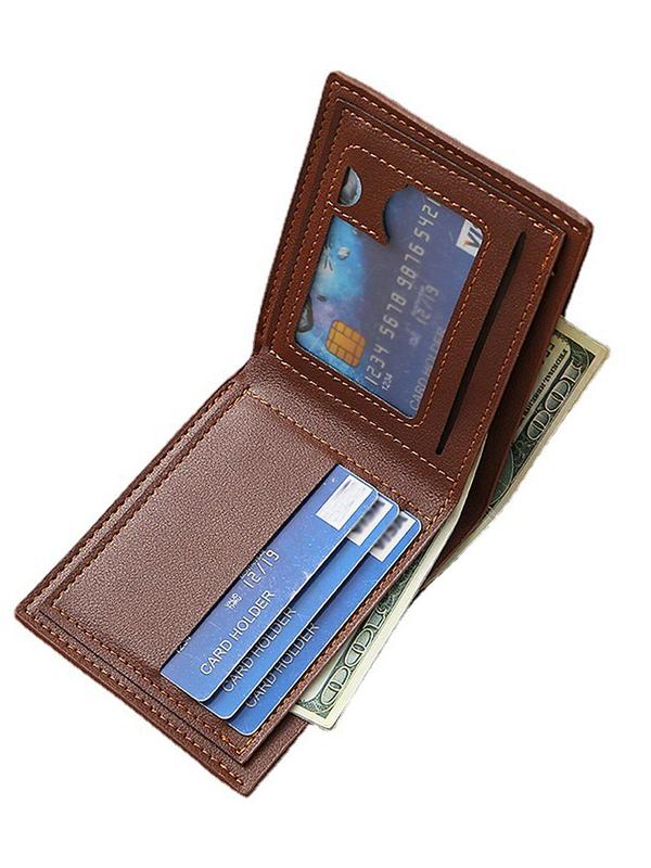 Casual Plain Pu Leather Zipper Short Wallet, Summer Multiple Card Slots Card Holder, Simple Style Business Card Holder, Trendy Wallet for Men