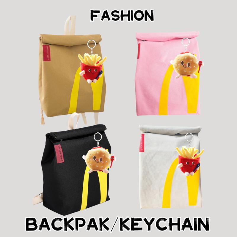 Canvas Backpack Mcdonald Bag Novelty Unique Backpack for Men Laptop College Women Leisure Vintage with Pendant