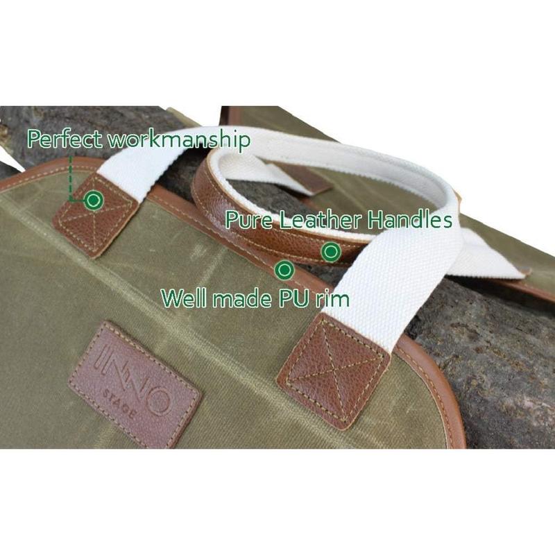 Canvas Wood Carriers Firewood Log Tote Bag Waxed Canvas Fire Wood Carrying Hay Hauling Holder for Fireplace Stove Accessories Indoor Outdoor Camping