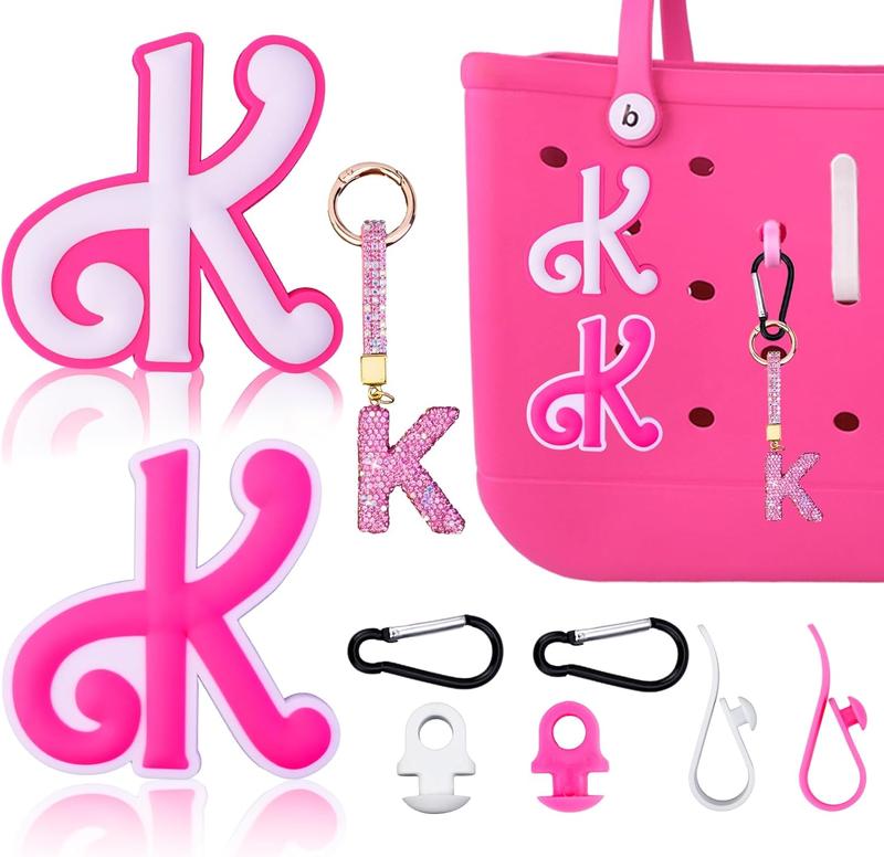 Bag Charms for Bogg Bag Accessories Set,Alphabet Lettering Accessories Charms Compatible with Bogg Bag  All Models,2PCS  Alphabet and Pink  Charms Lettering Charm for Bogg Bags