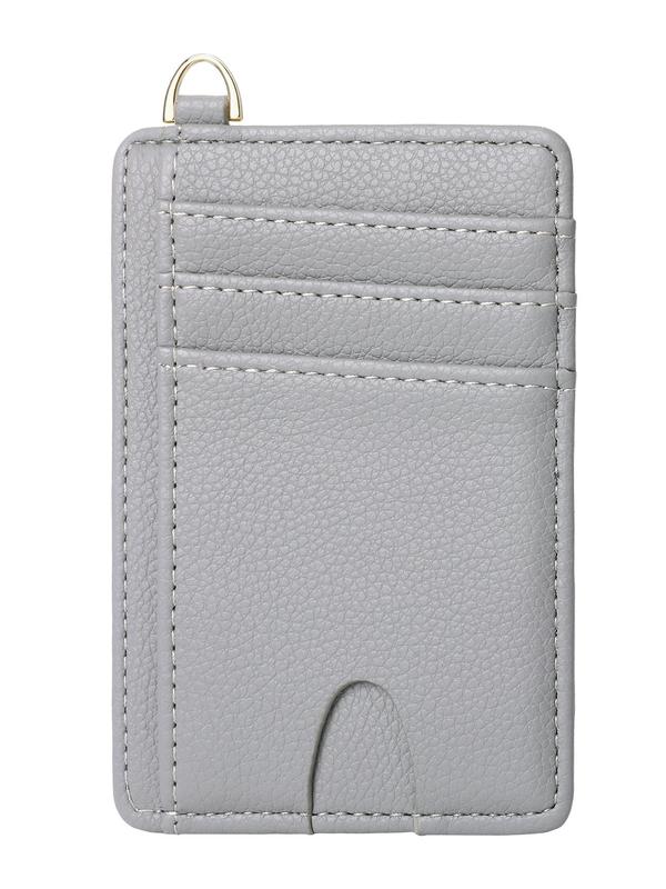 Women's Simple Plain PU Leather Card Holder, Multi Card Slot Small Wallet with RFID Blocking, Casual Trendy Wallet for Daily Use