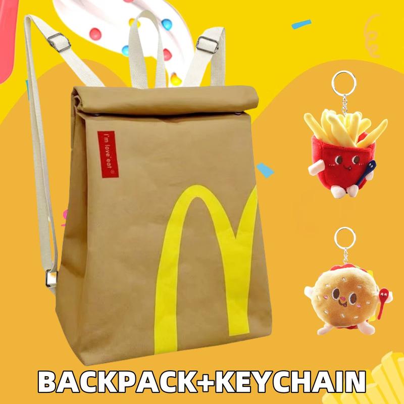 Canvas Backpack Mcdonald Bag Novelty Unique Backpack for Men Laptop College Women Leisure Vintage with Pendant