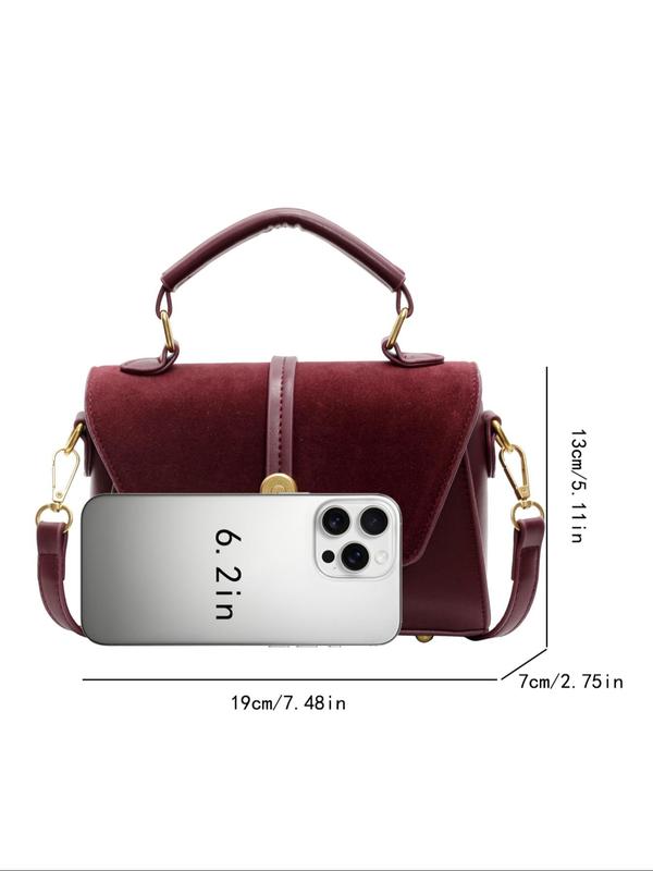 Women's Elegant Solid Color Suede Handbag, Fashionable Retro Shoulder Bag, Casual Trendy Versatile High-quality Daily Commuting Bag, Girl Fashionable Bag