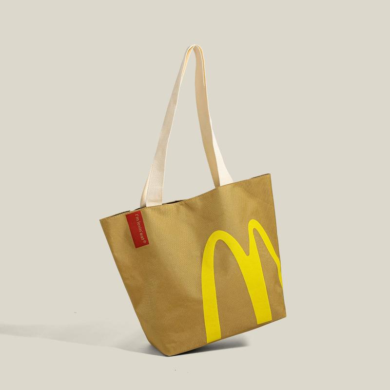 Mcdonald's Starbucks Canvas Backpack Large Capacity, Personality Shoulder Messenger Bag Casual Backpack Laptop Bag Light Travel for Women Men