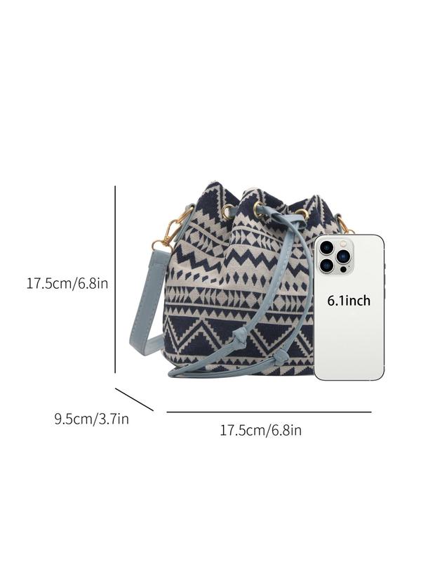 Women's Elegant Floral Pattern Drawnstring Shoulder Bag, Boho Style Crossbody Bag for Daily Used, Casual Trendy Versatile High-quality Daily Commuting Bag