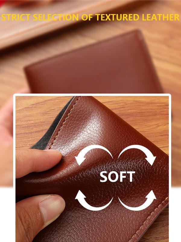 Casual Plain Pu Leather Zipper Short Wallet, Summer Multiple Card Slots Card Holder, Simple Style Business Card Holder, Trendy Wallet for Men