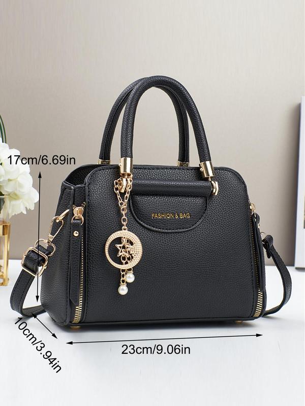 Women's Elegant Handbag with Faux Pearl Decorated Star Design Charm, Trendy Minimalist Crossbody Bag, Chic All-match Handbag for Daily & Work Use