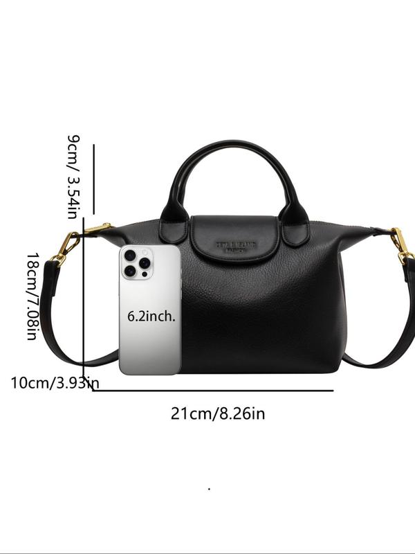 Women's Elegant Solid Color Handbag, Fashionable PU Leather Zipper Shoulder Bag for Daily Used, Casual Trendy Versatile High-quality Daily Commuting Bag