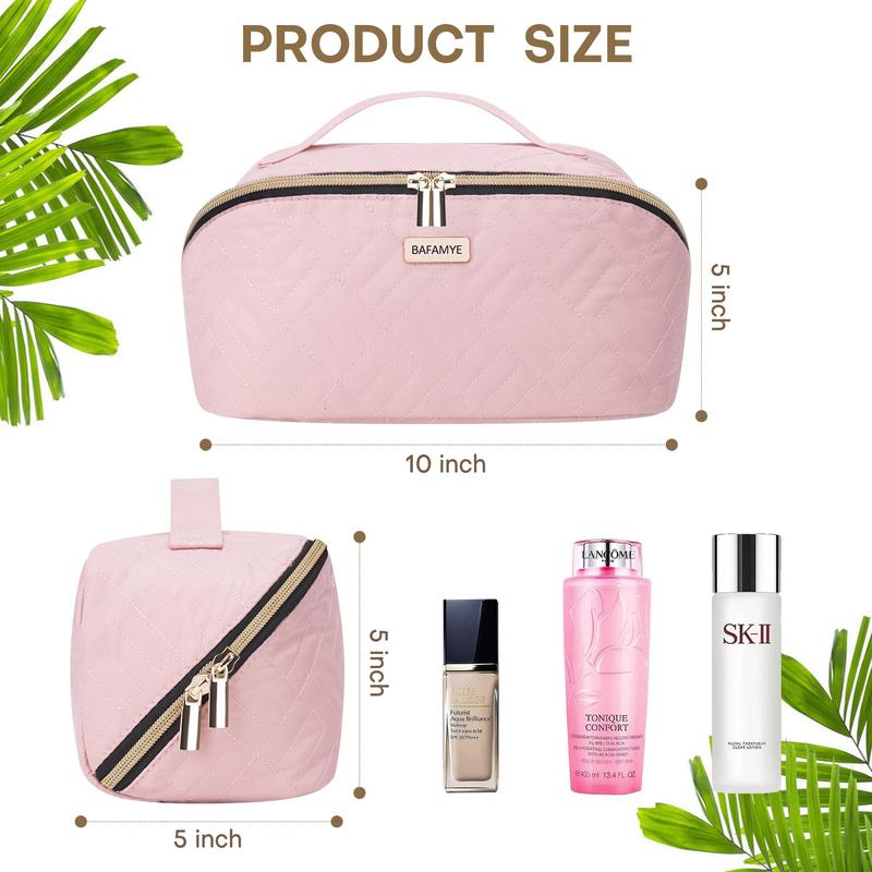 Travel Makeup Bag - 4L Compact Cosmetic Organizer Bag, Makeup Toiletry Travel Bag with Brush Holder & Multiple Compartments, Waterproof rare  beauty